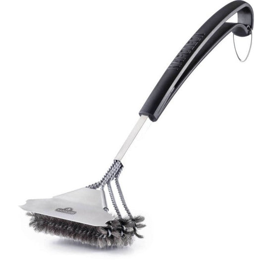 Triple-Row Grill Brush with Stainless Steel Bristles