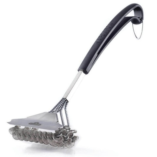 Bristle-Free Triple-Row Grill Brush with Rolled Stainless Steel