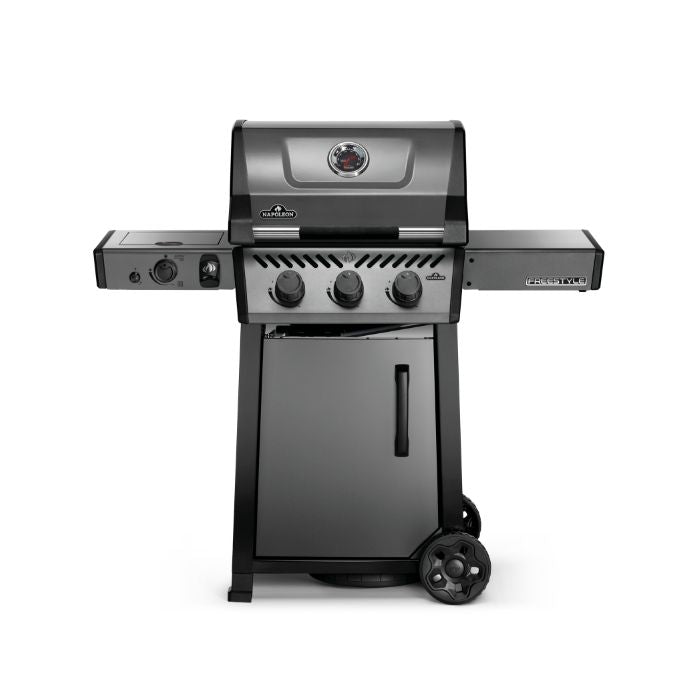 Freestyle 365 Propane Gas Grill with Infrared Side Burner and Front Door, Graphite