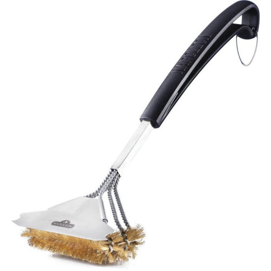 Triple-Row Grill Brush with Brass Bristles