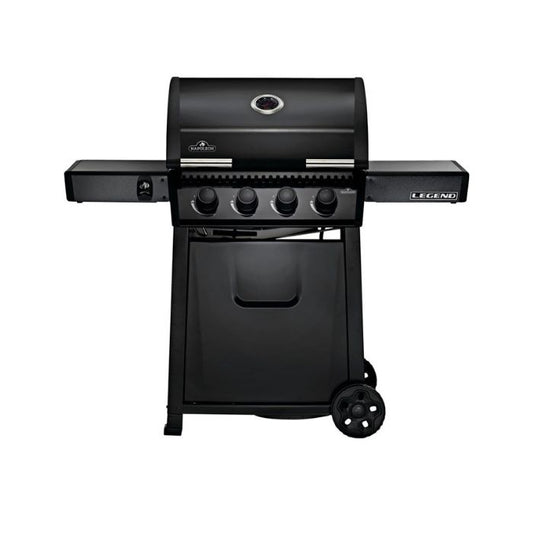 Legend 425 Propane Gas Grill with Infrared Side Burner & Front Door, Black