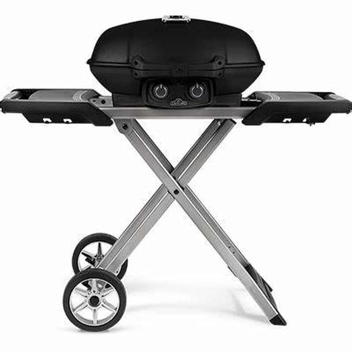 TravelQ™ 285X Portable Propane Gas Grill with Scissor Cart, Black