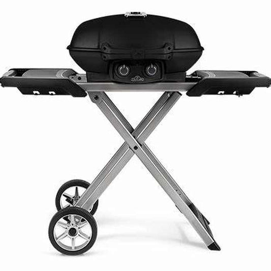 TravelQ™ 285X Portable Propane Gas Grill with Scissor Cart, Black